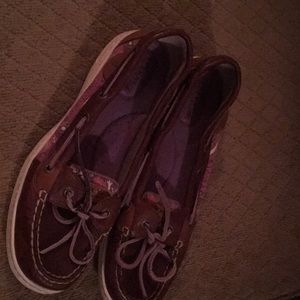 Sperry loafers, with purple and pink sequin side accent. Size 8